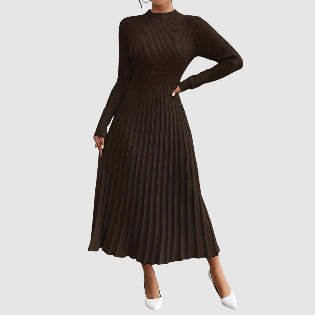 AERIS LONDON™| Evelyn Grace | High-Neck Long-Sleeve Maxi Dress