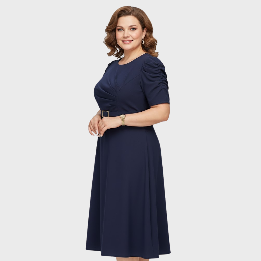 AERIS LONDON™| Harriet Bloom | Soft-Touch Ruched Midi Dress