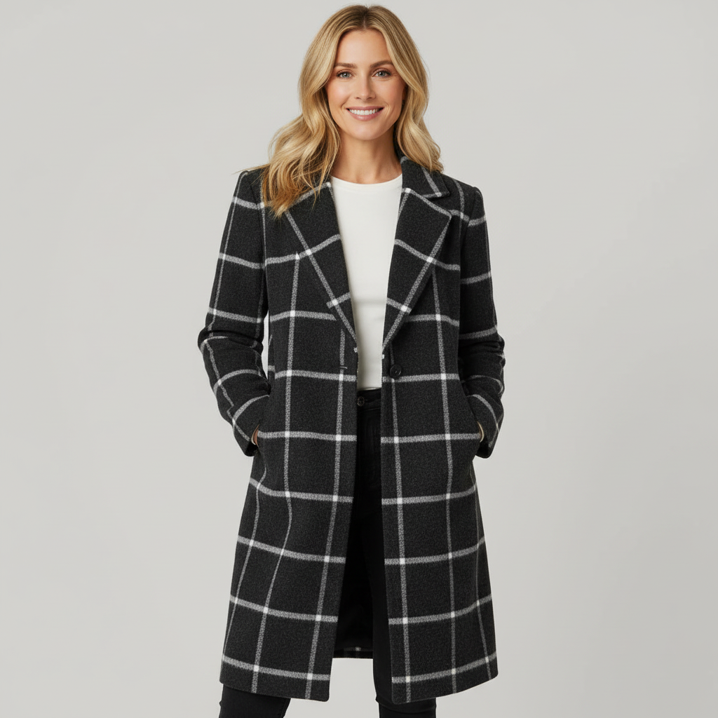 ADRIANA | CHECKED WINTER TRENCH COAT