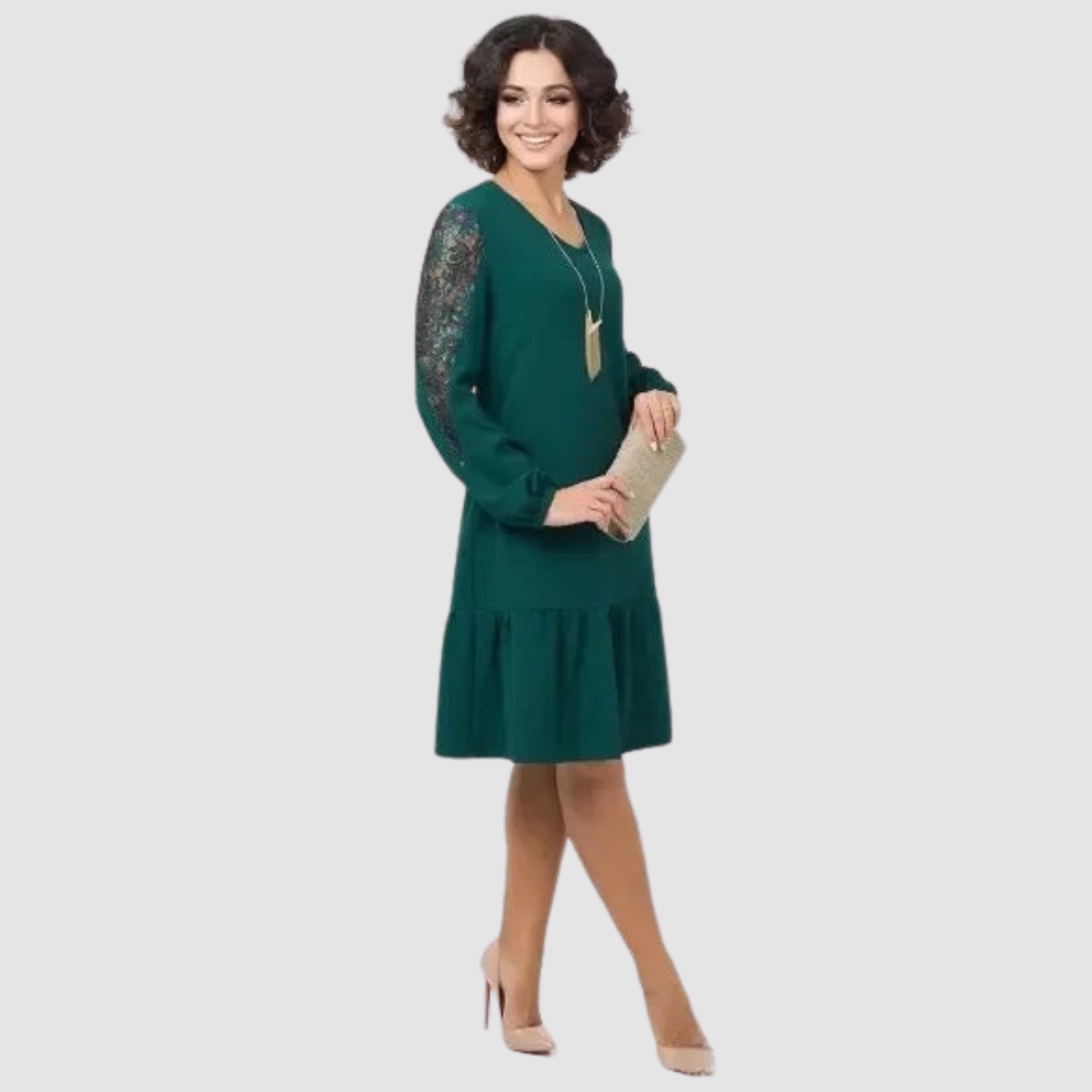 AERIS LONDON™| Lowri Quinn | Lace-Sleeve Midi Dress
