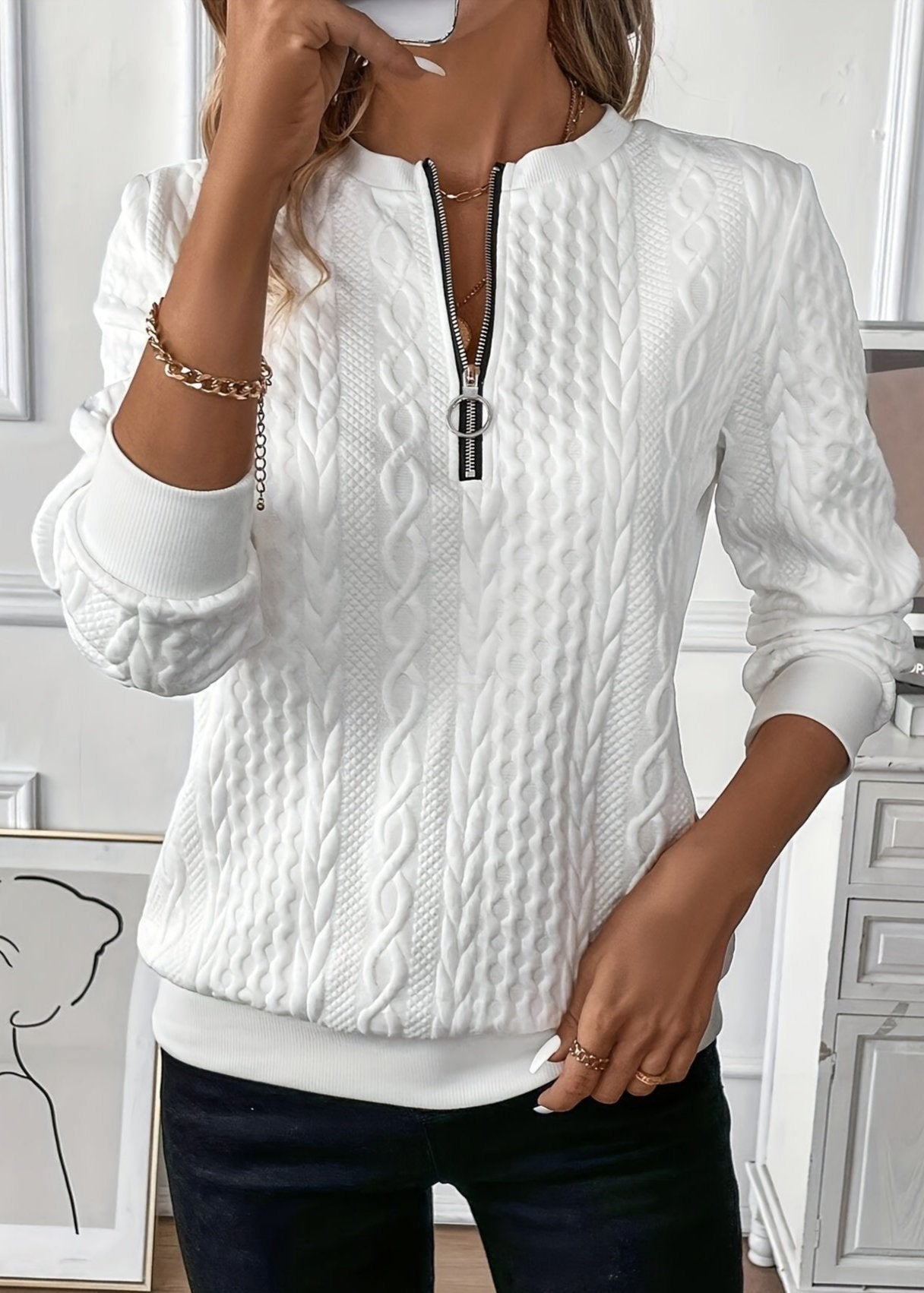EMMA™ | Elegant Quarter-Zip Sweater