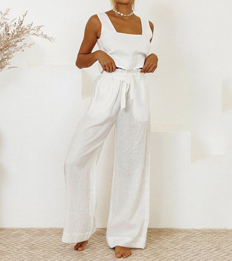 AERIS LONDON™| Megan - Minimalist Top and Wide-Leg Pants Set