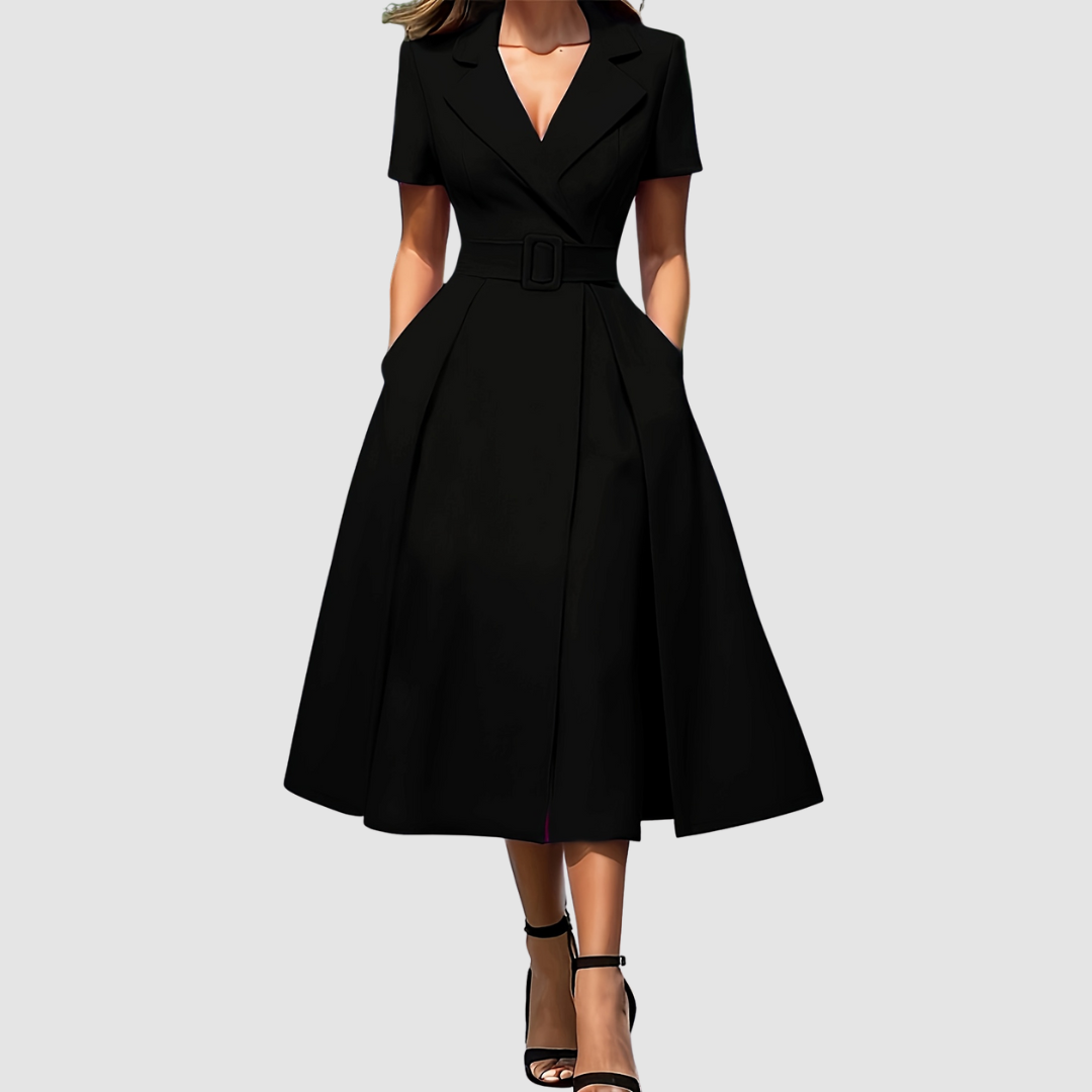 AERIS LONDON™| Celina Bloom | Elegant Black A-Line Dress