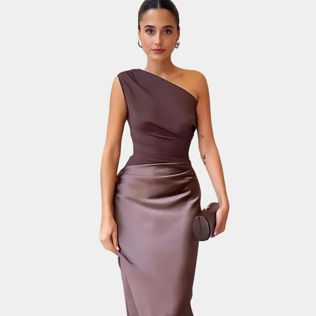 Aleida | One Shoulder Satin Maxi Dress