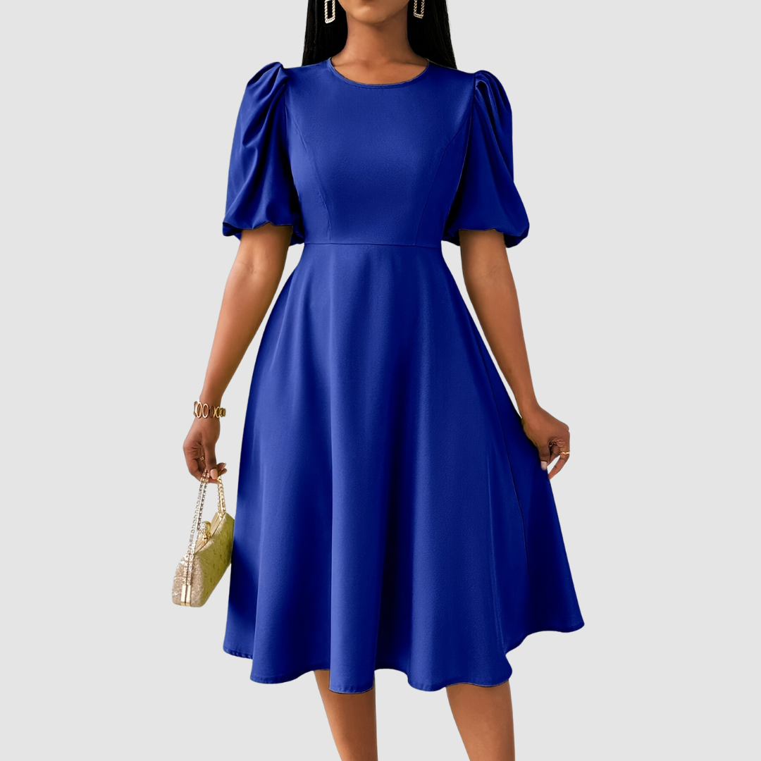 AERIS LONDON™| Clara Bloom | Refined Black Midi Dress