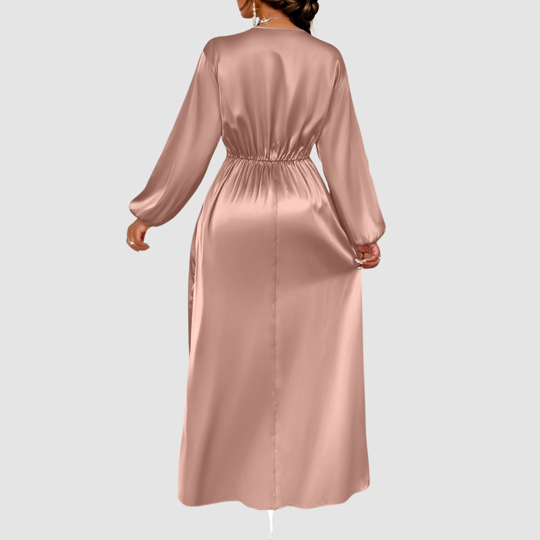 AERIS LONDON™| Eleanor Bloom | Pleated Satin Maxi Dress