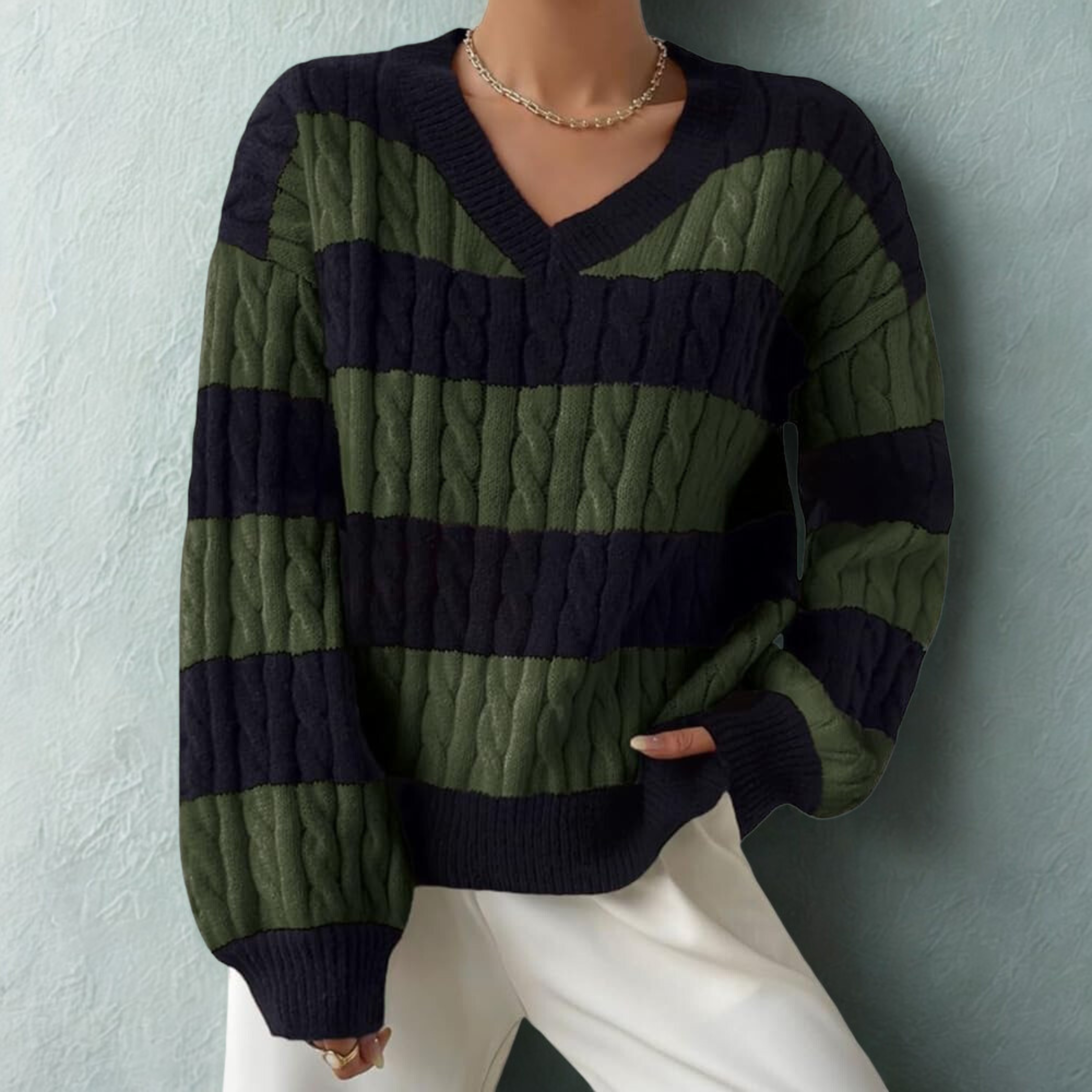 AERIS LONDON™| MORTA™ - Comfy V-Neck Long Sleeve Sweater