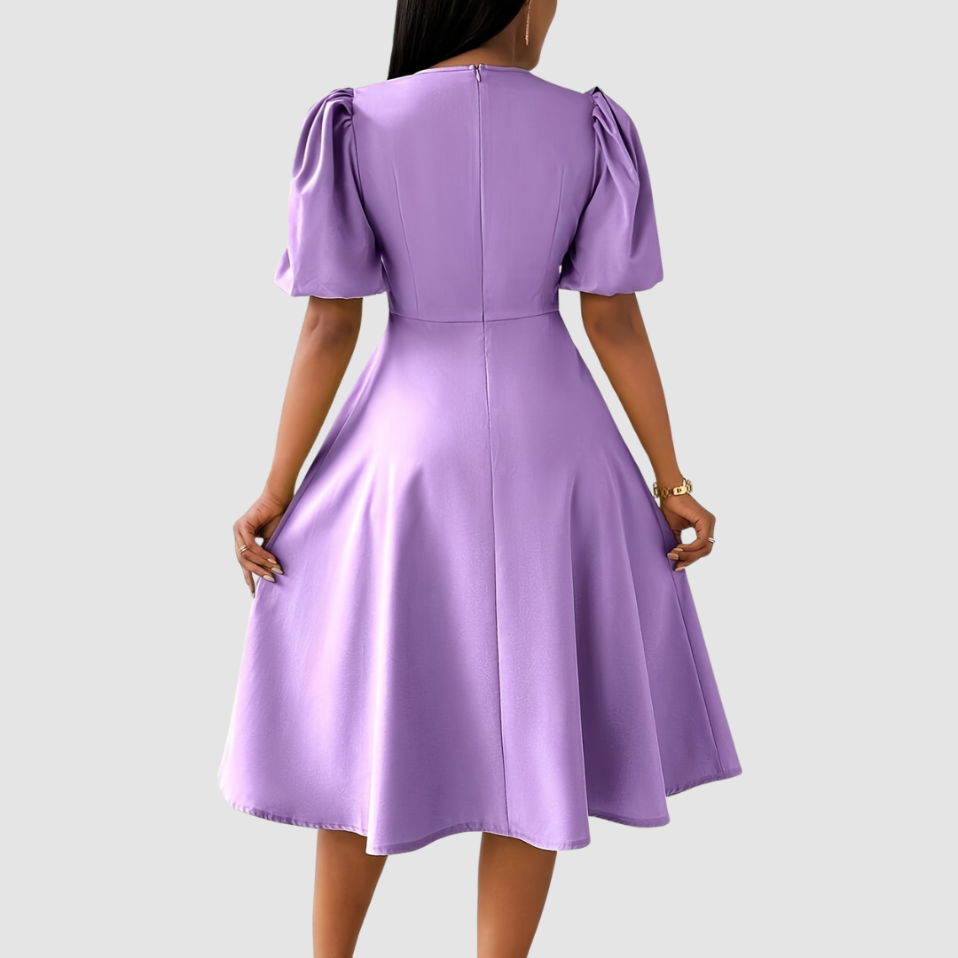 AERIS LONDON™| Clara Bloom | Refined Black Midi Dress