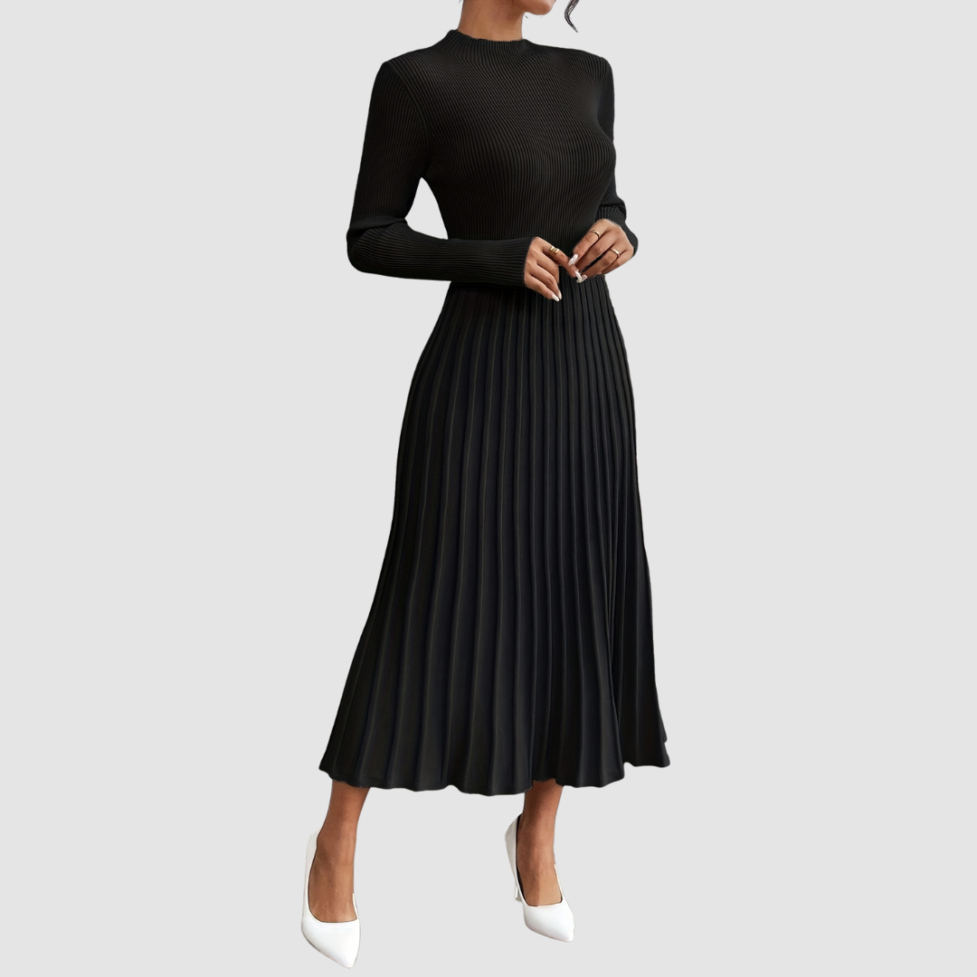 AERIS LONDON™| Evelyn Grace | High-Neck Long-Sleeve Maxi Dress