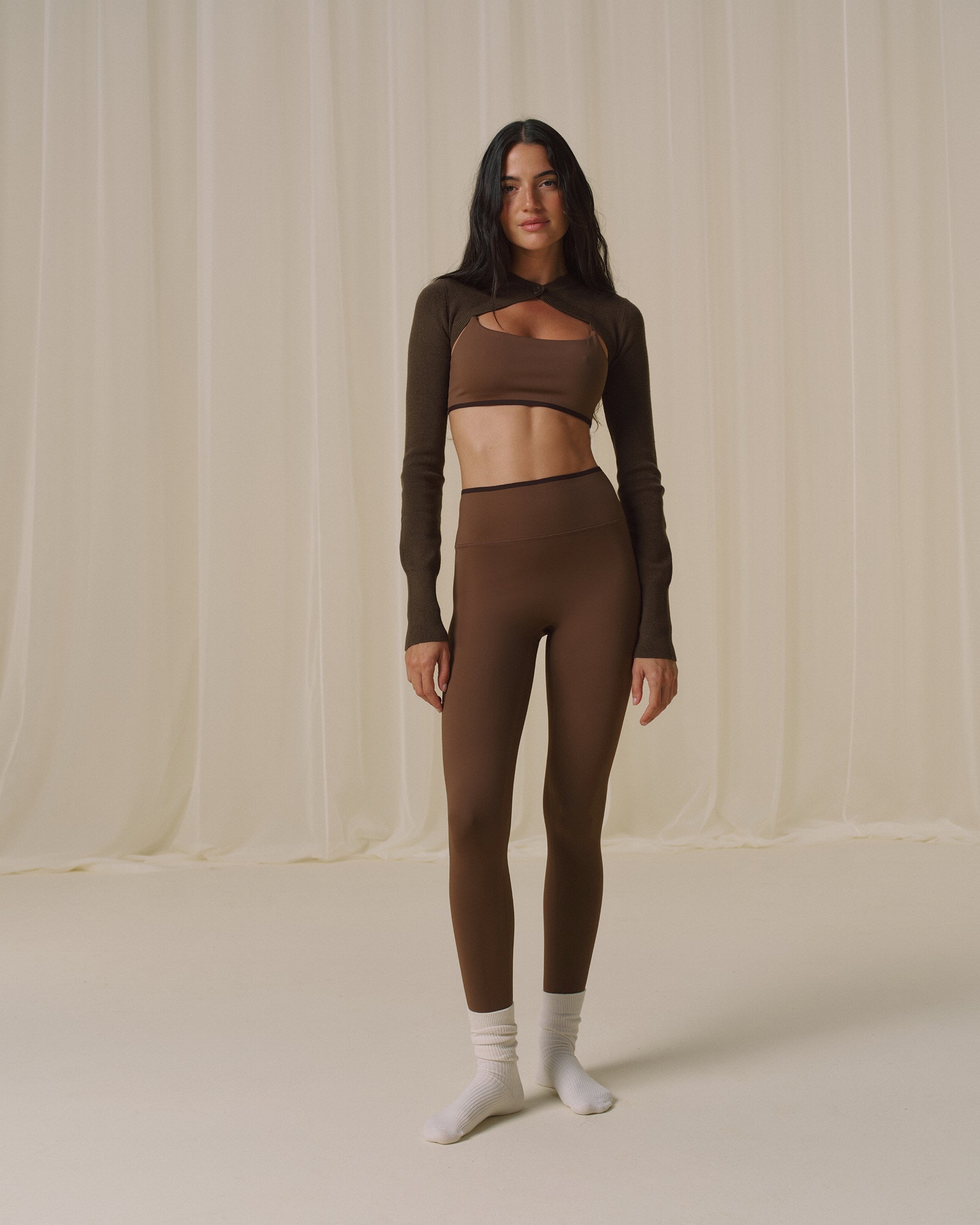 Bonded Skinny Strap Bra - Mocha Brown