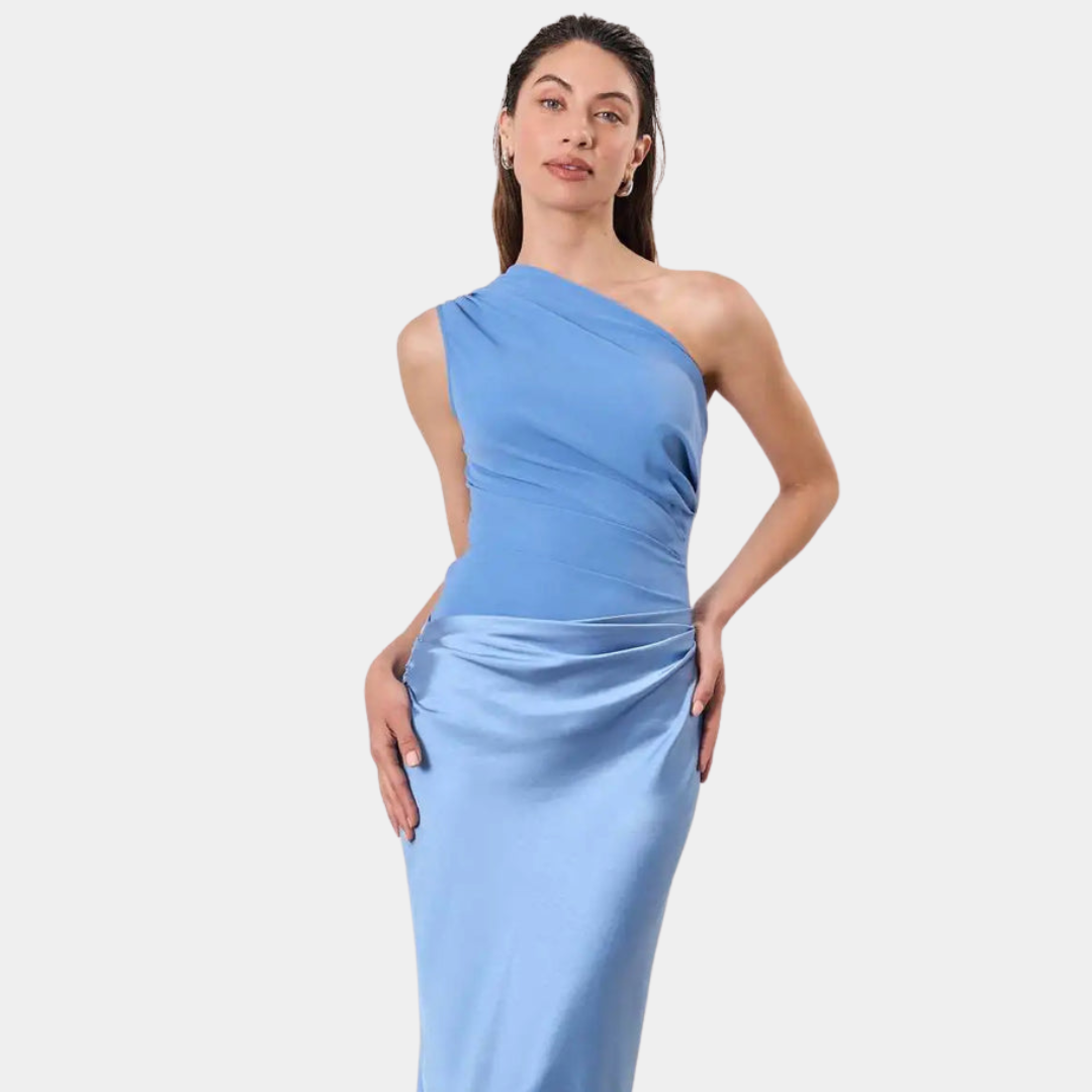 Aleida | One Shoulder Satin Maxi Dress