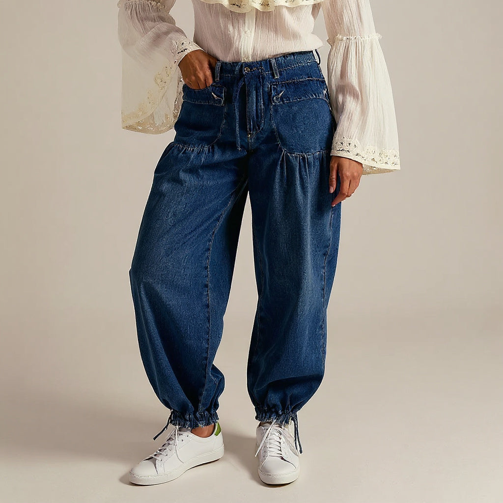 AERIS LONDON™| SOPHIA ISABELLA GATHERED DENIM PANT