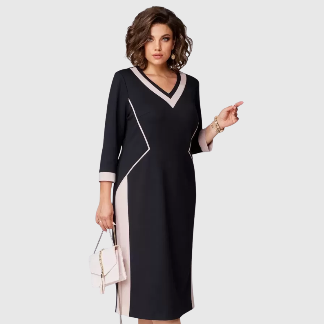 AERIS LONDON™| Fenna Grace | Elegant V-Neck Midi Dress