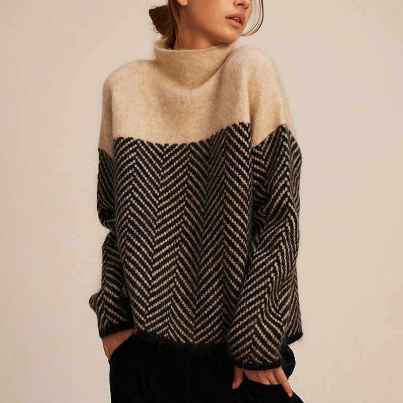 AERIS LONDON™| NORA | Two-Tone High-Neck Pullover