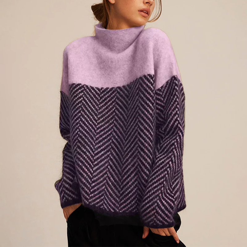 AERIS LONDON™| NORA | Two-Tone High-Neck Pullover
