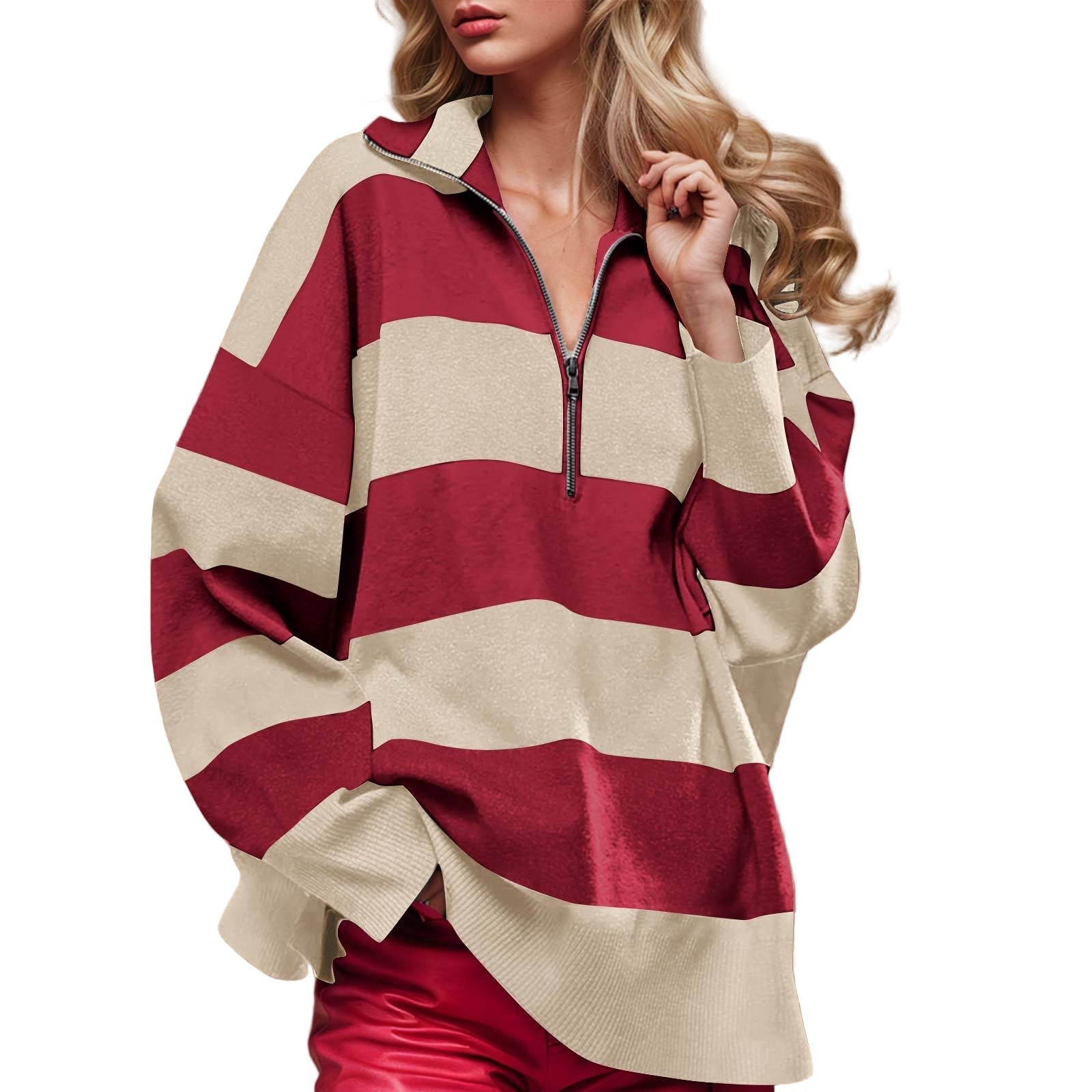 CAMILLA™ - Comfy Long Sleeve Pullover Sweater With Half Zipper