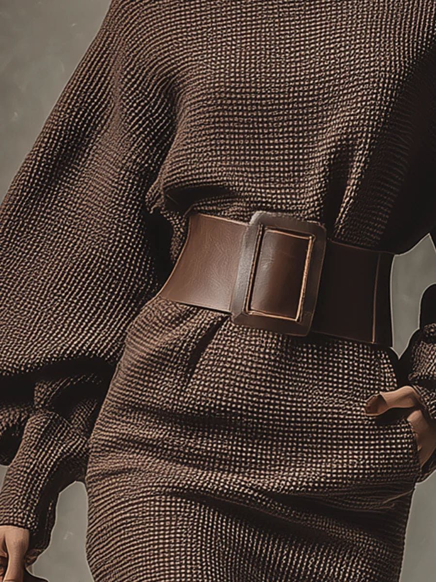 CLEA | Short Knit Dress with Structured Belt