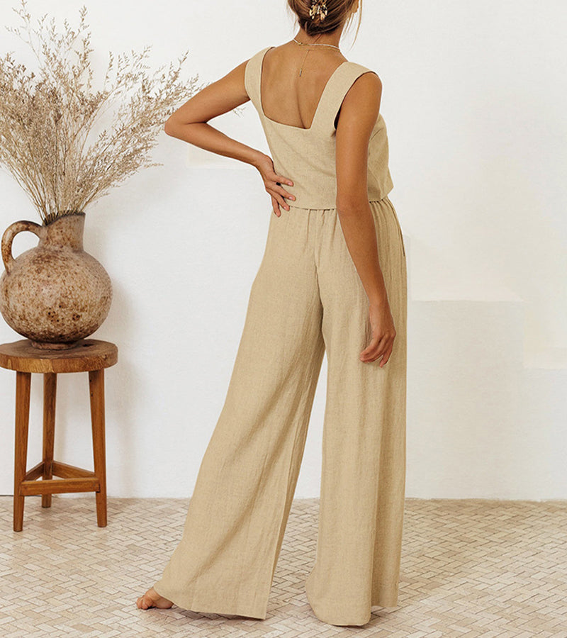 AERIS LONDON™| Megan - Minimalist Top and Wide-Leg Pants Set