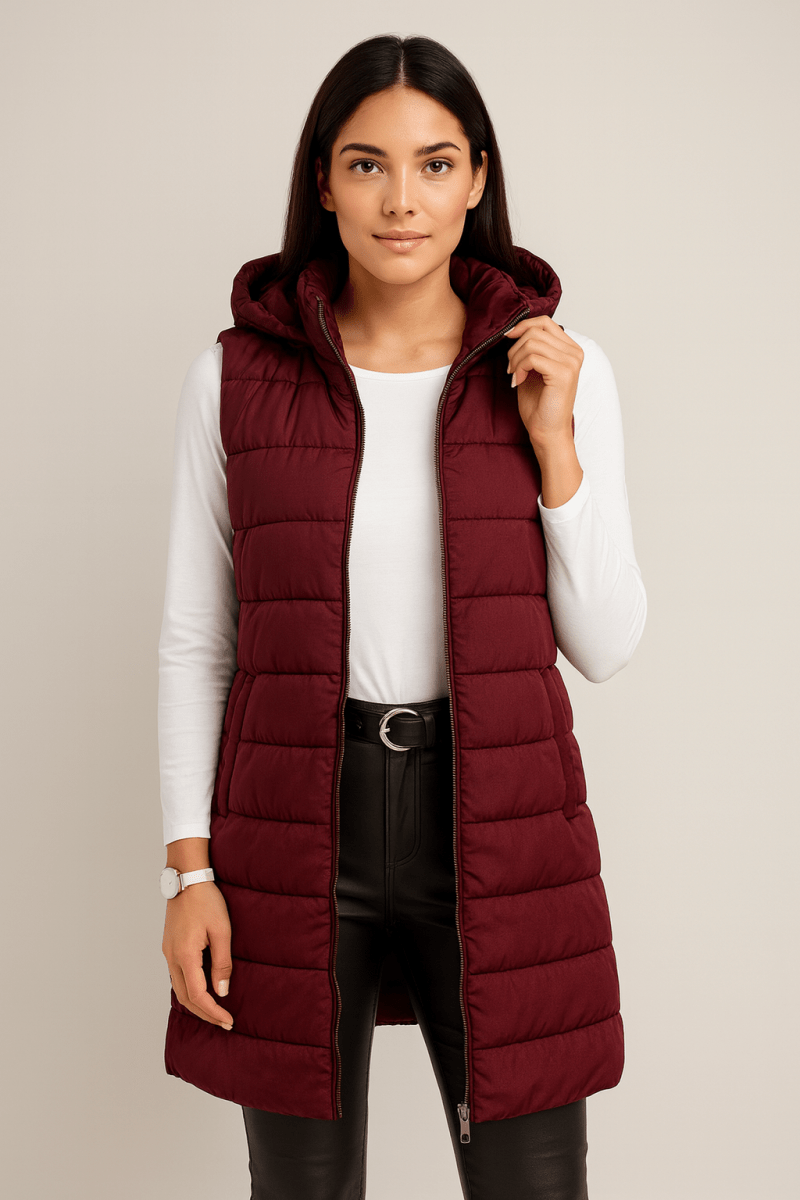 AERIS LONDON™| ELENA | Casual Sleeveless Hooded Long Puffer Vest
