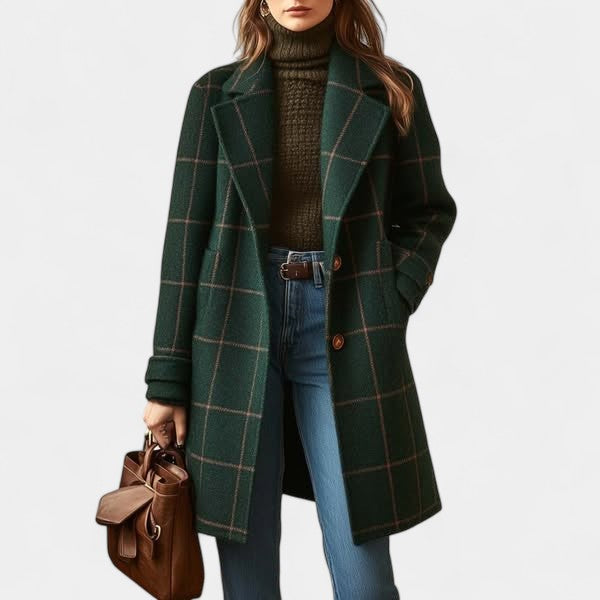 ADRIANA | CHECKED WINTER TRENCH COAT