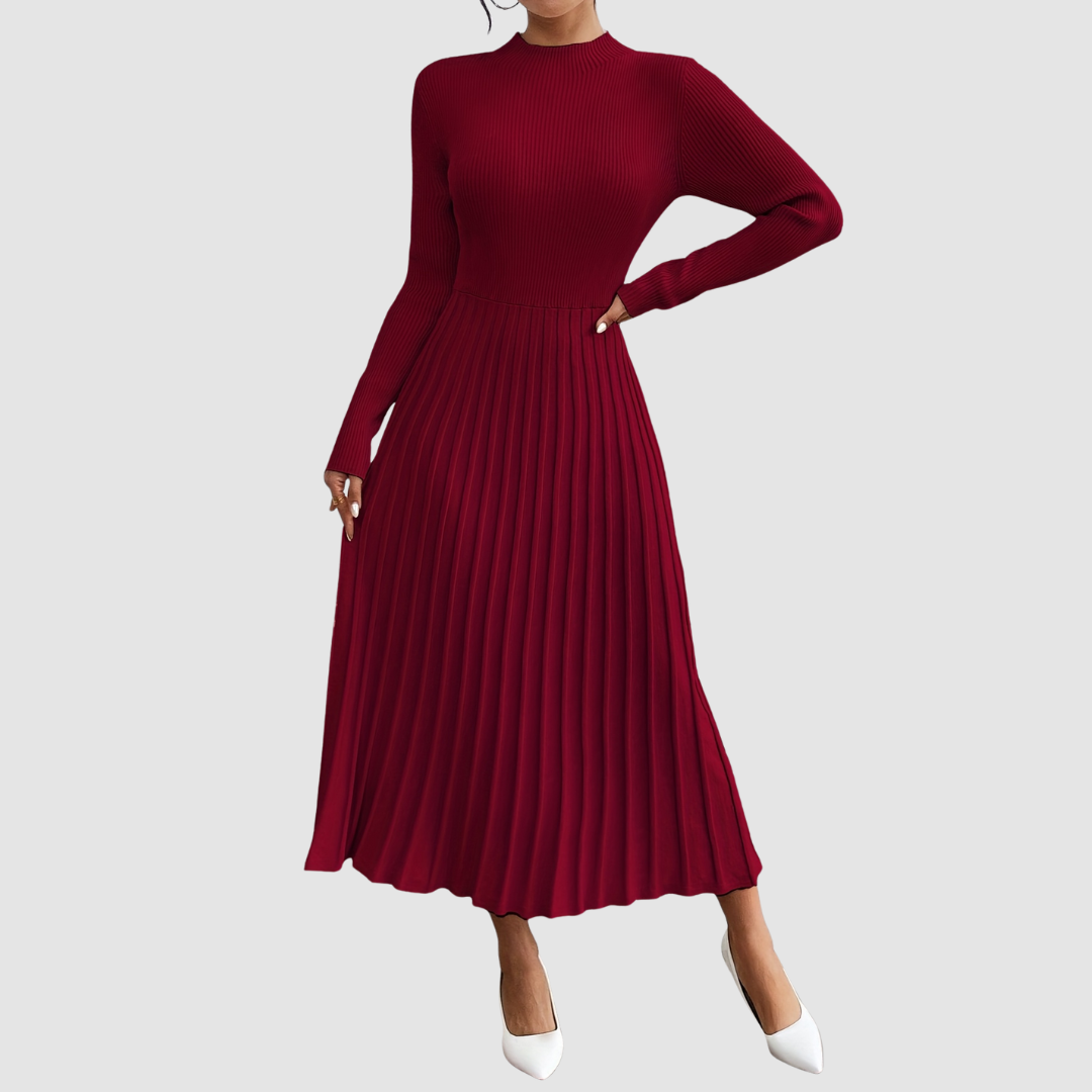 AERIS LONDON™| Evelyn Grace | High-Neck Long-Sleeve Maxi Dress