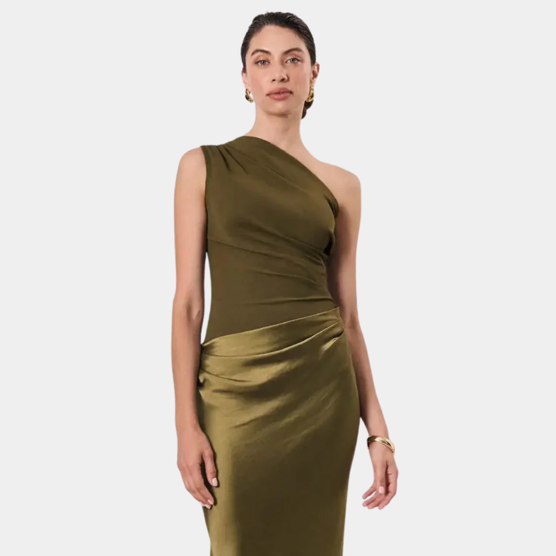 Aleida | One Shoulder Satin Maxi Dress