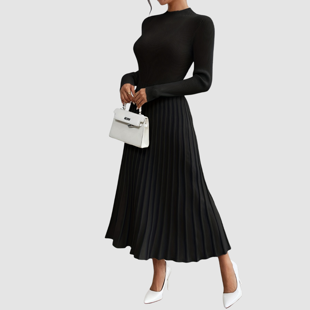 AERIS LONDON™| Evelyn Grace | High-Neck Long-Sleeve Maxi Dress
