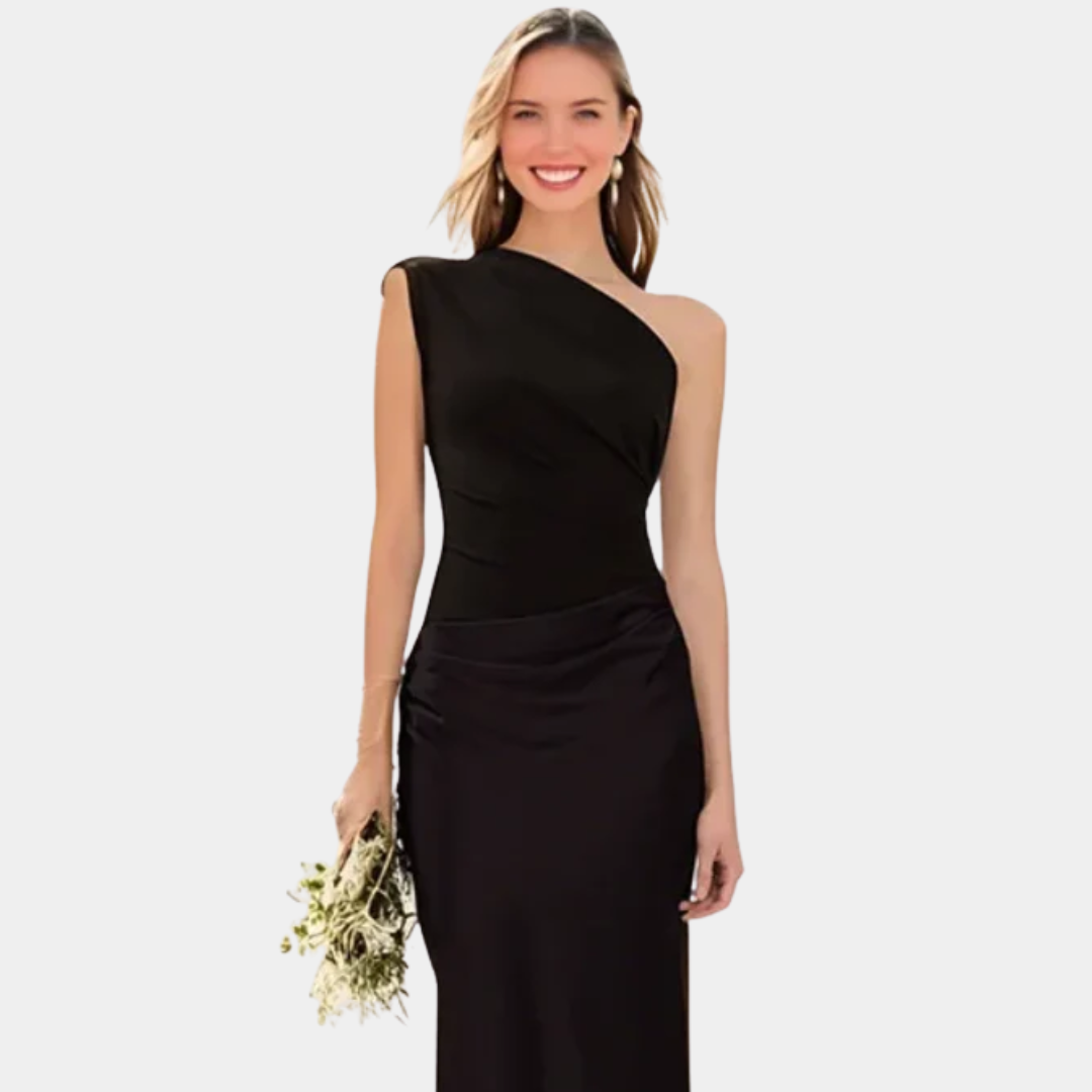 Aleida | One Shoulder Satin Maxi Dress