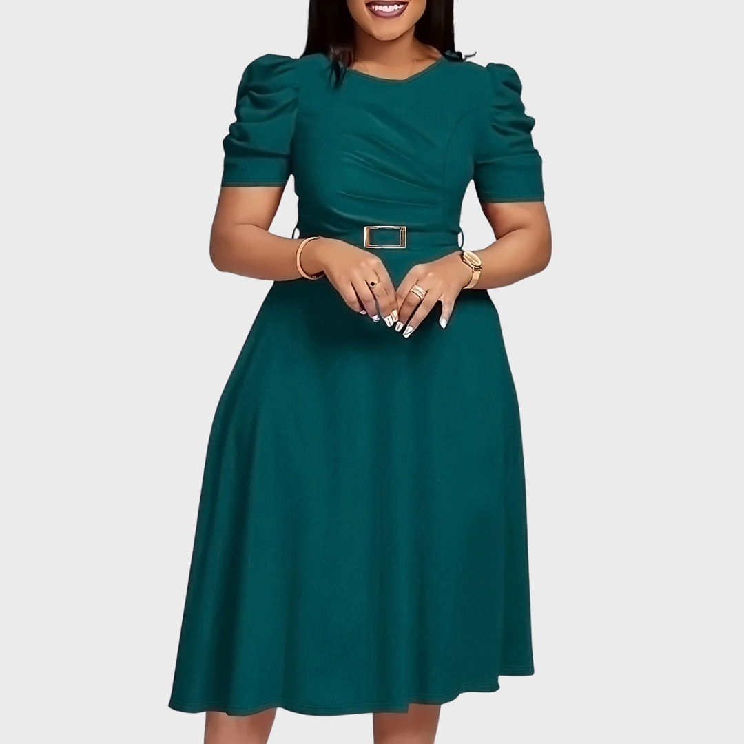 AERIS LONDON™| Harriet Bloom | Soft-Touch Ruched Midi Dress