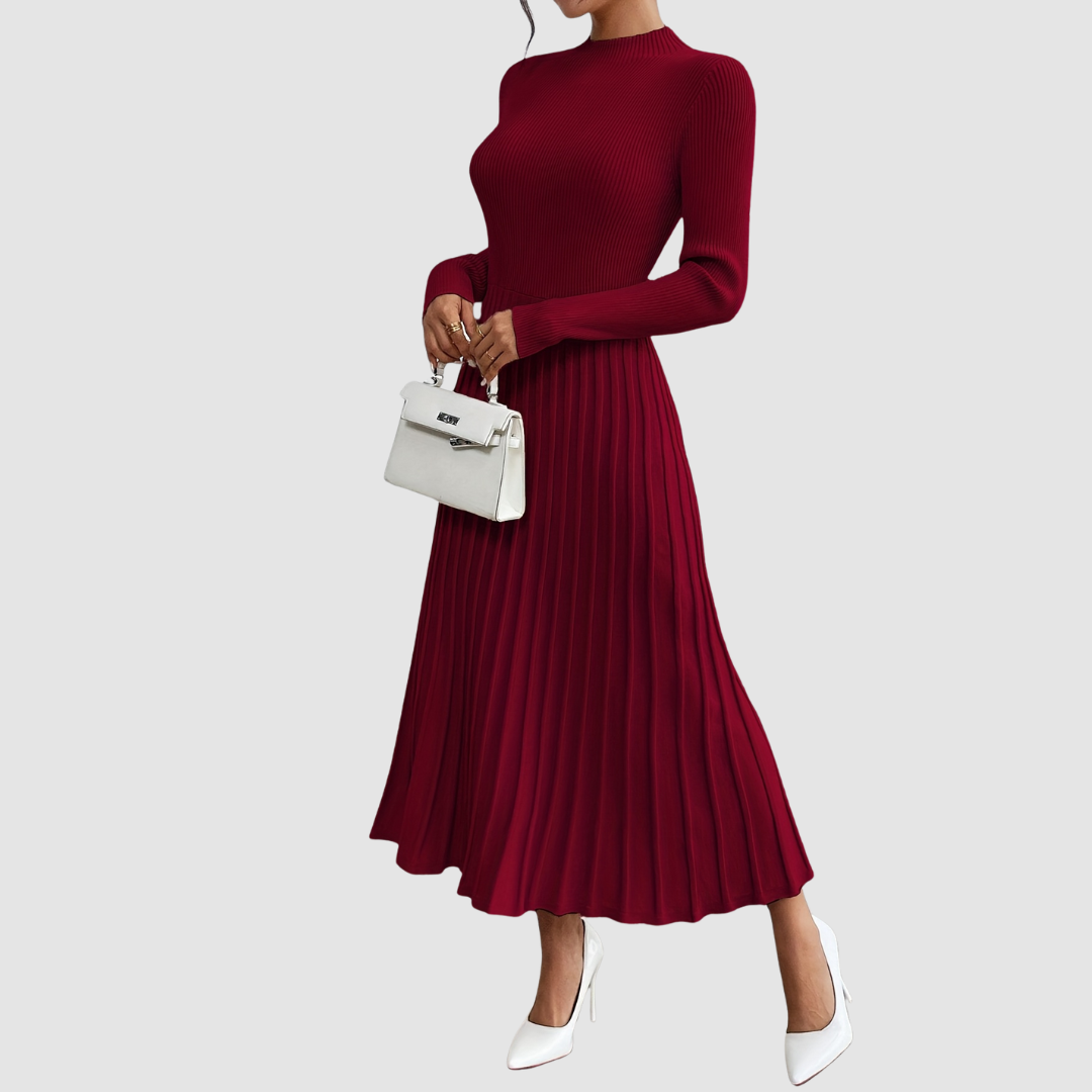 AERIS LONDON™| Evelyn Grace | High-Neck Long-Sleeve Maxi Dress