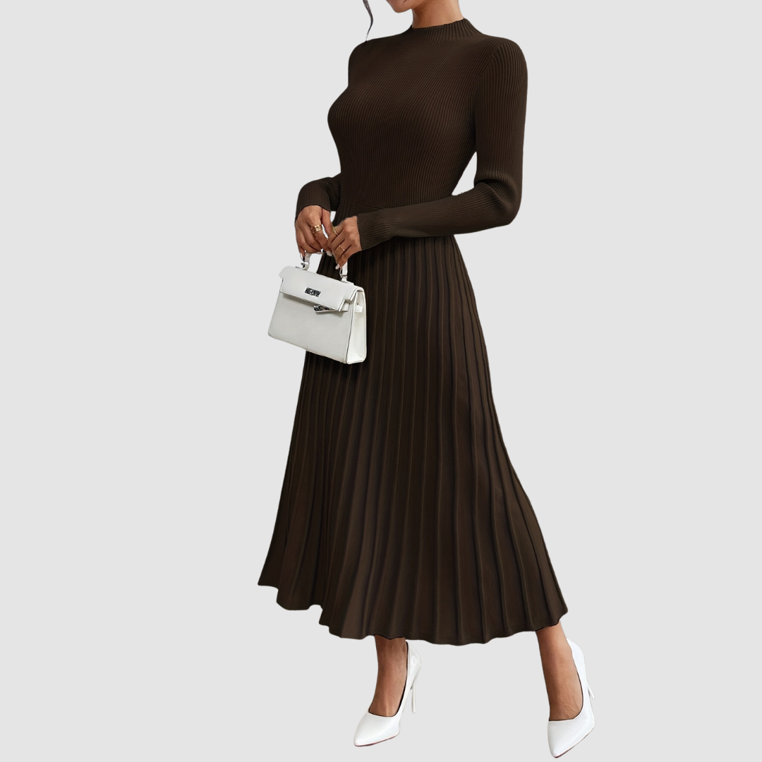 AERIS LONDON™| Evelyn Grace | High-Neck Long-Sleeve Maxi Dress