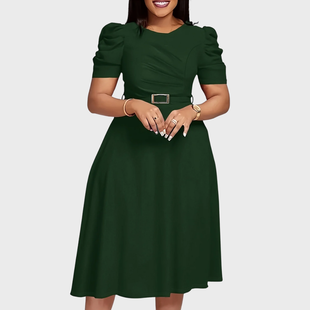 AERIS LONDON™| Harriet Bloom | Soft-Touch Ruched Midi Dress