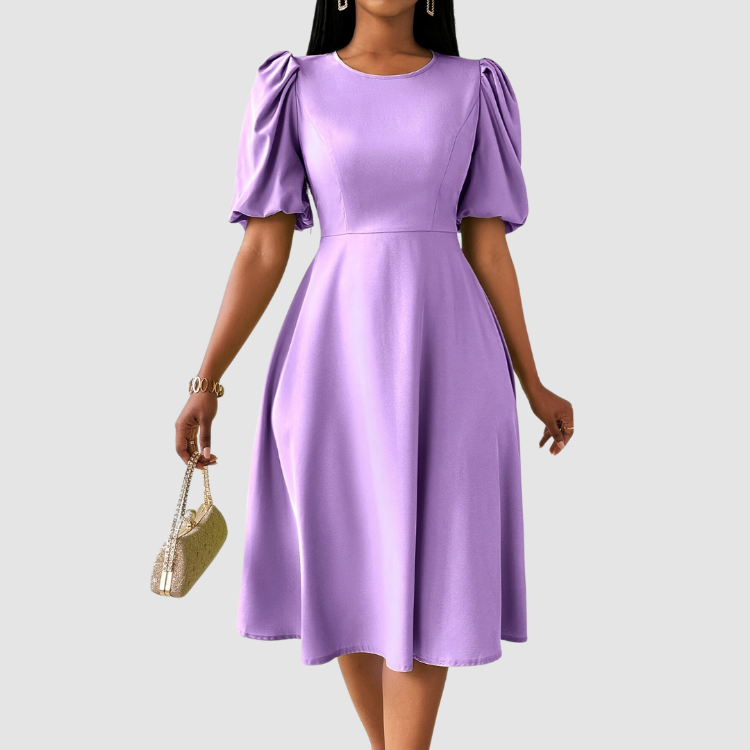 AERIS LONDON™| Clara Bloom | Refined Black Midi Dress