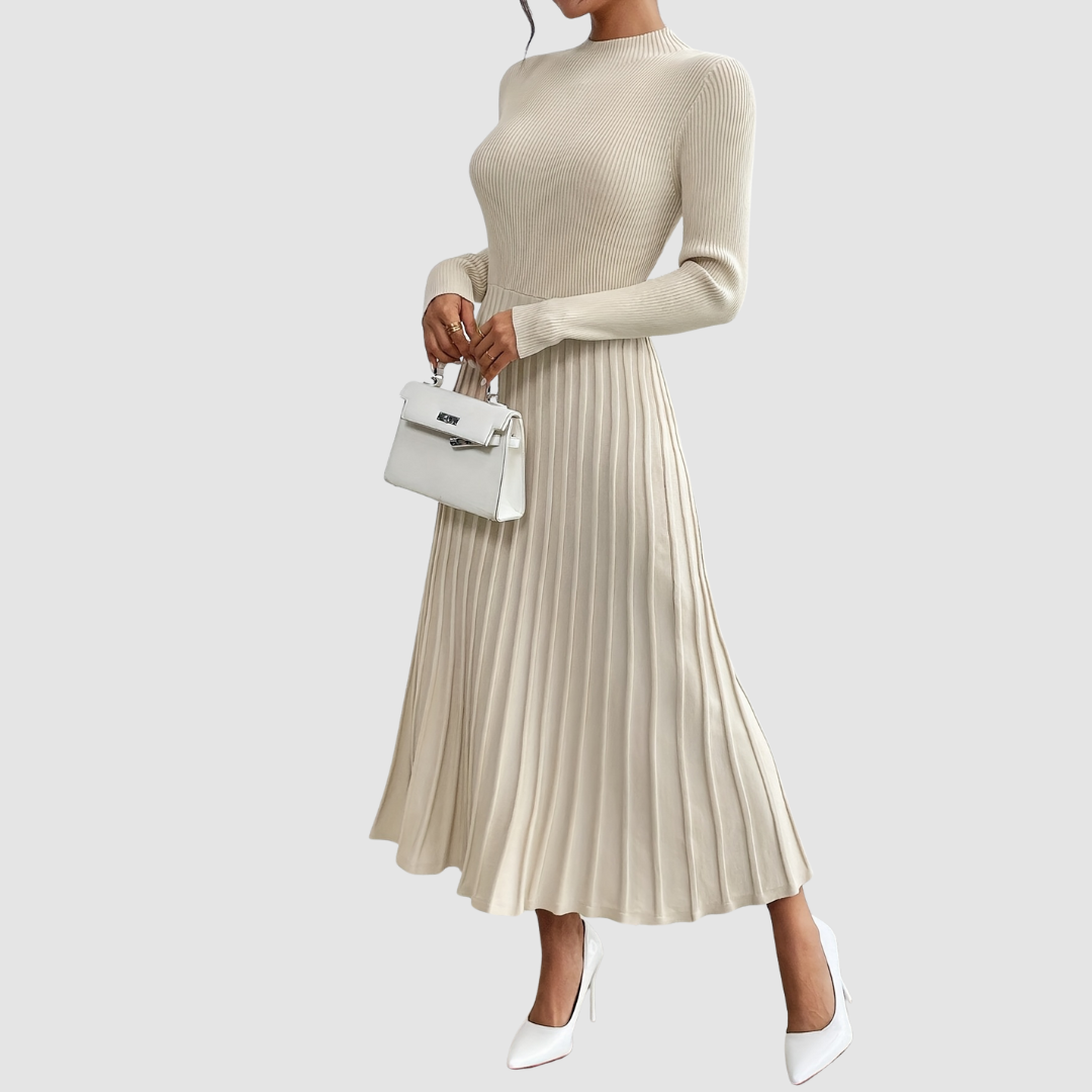 AERIS LONDON™| Evelyn Grace | High-Neck Long-Sleeve Maxi Dress