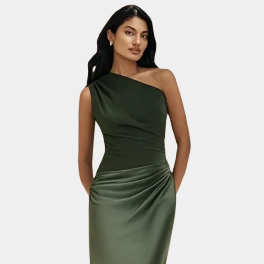 Aleida | One Shoulder Satin Maxi Dress