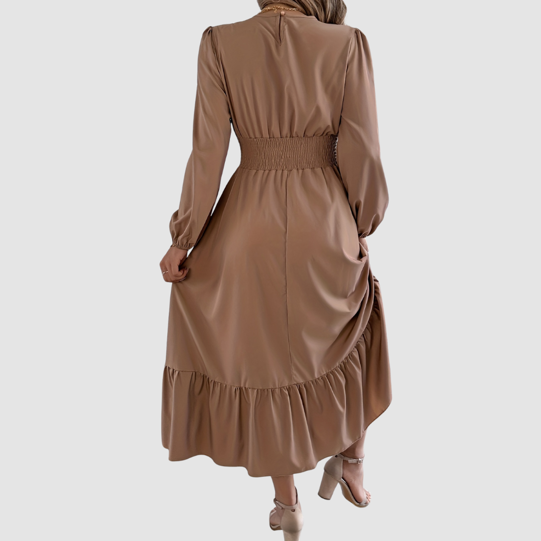 AERIS LONDON™| Isola Lane | Navy Ruffled Hem Midi Dress