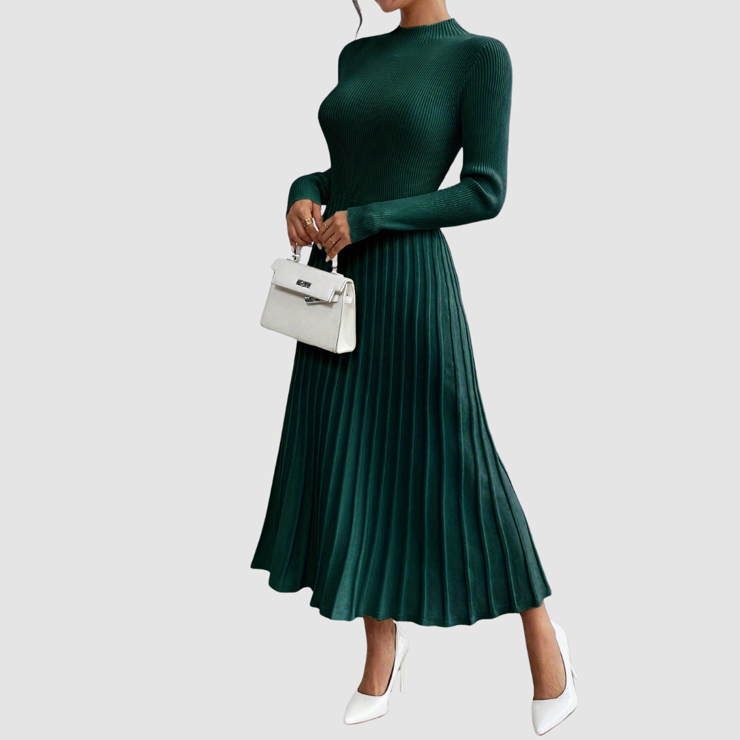 AERIS LONDON™| Evelyn Grace | High-Neck Long-Sleeve Maxi Dress