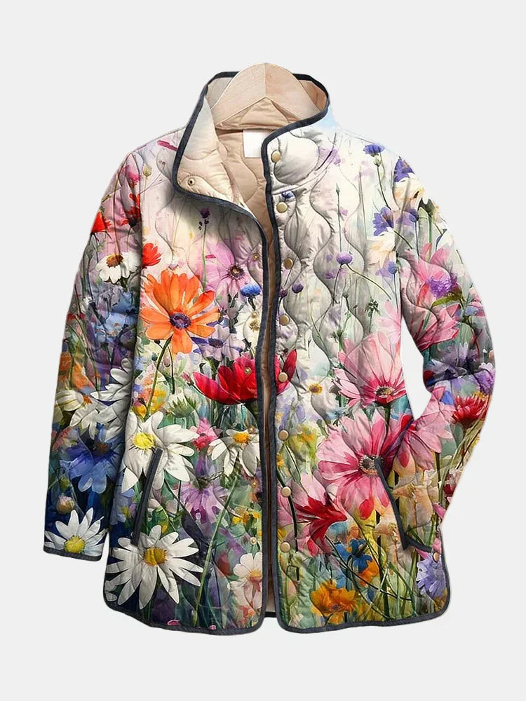 KAIA | Delightful Vintage Floral Quilted Jacket
