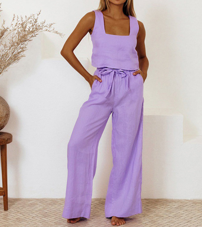 AERIS LONDON™| Megan - Minimalist Top and Wide-Leg Pants Set