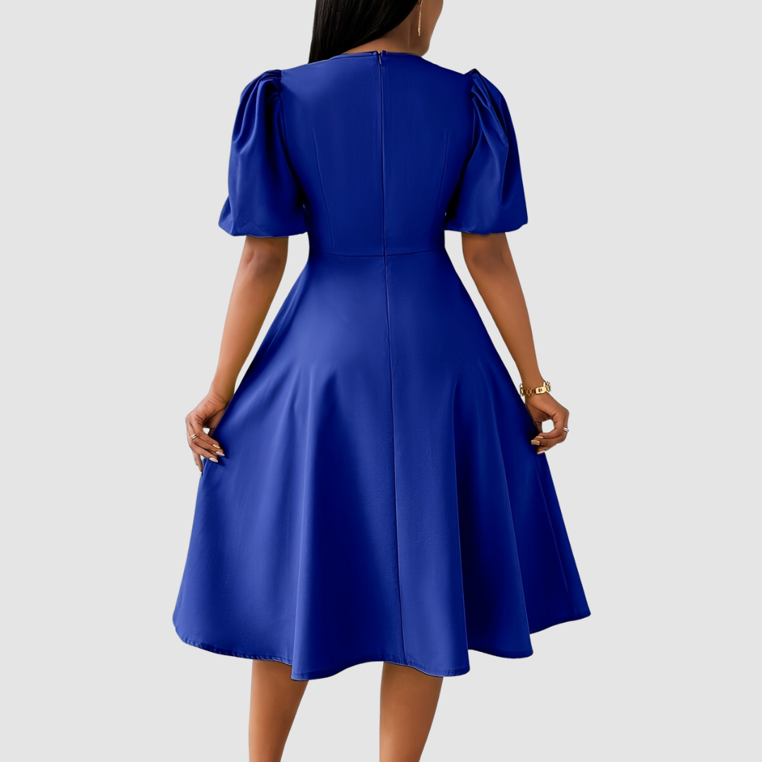 AERIS LONDON™| Clara Bloom | Refined Black Midi Dress