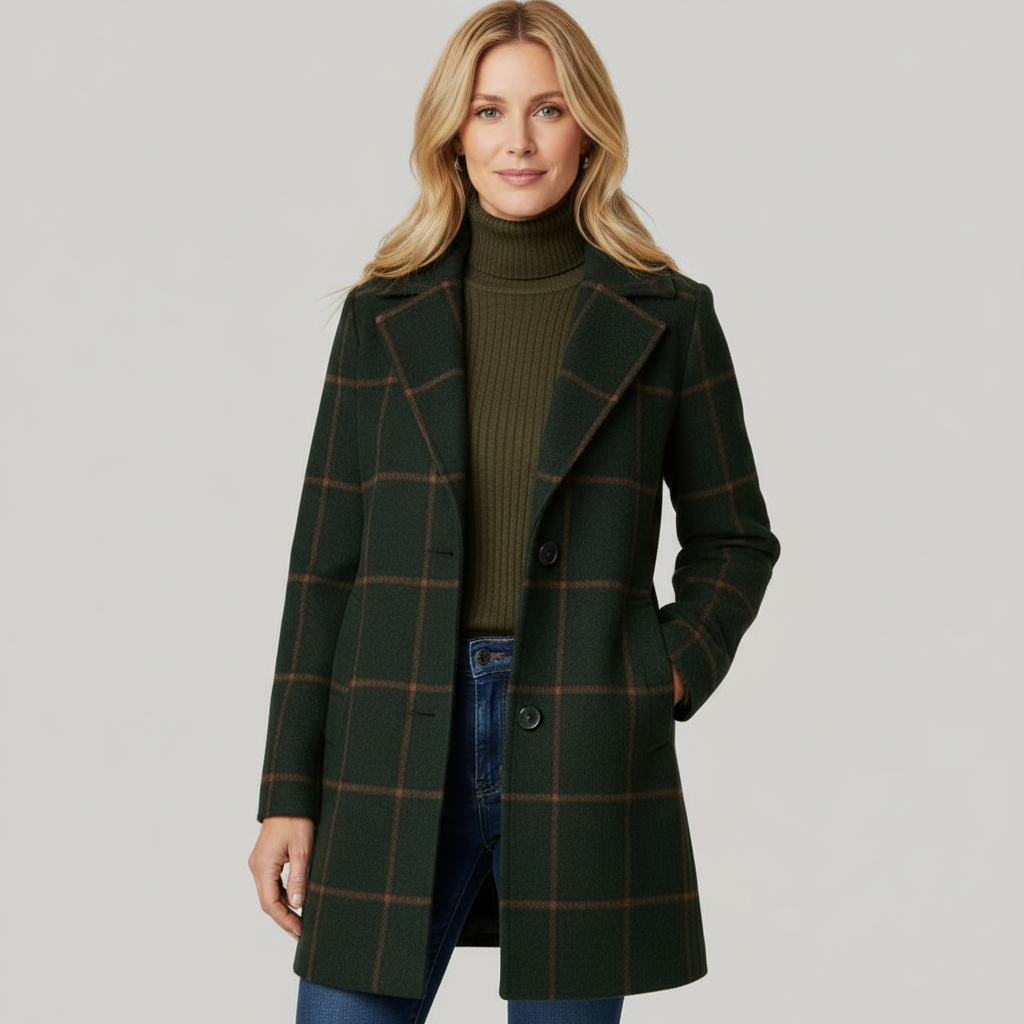 ADRIANA | CHECKED WINTER TRENCH COAT
