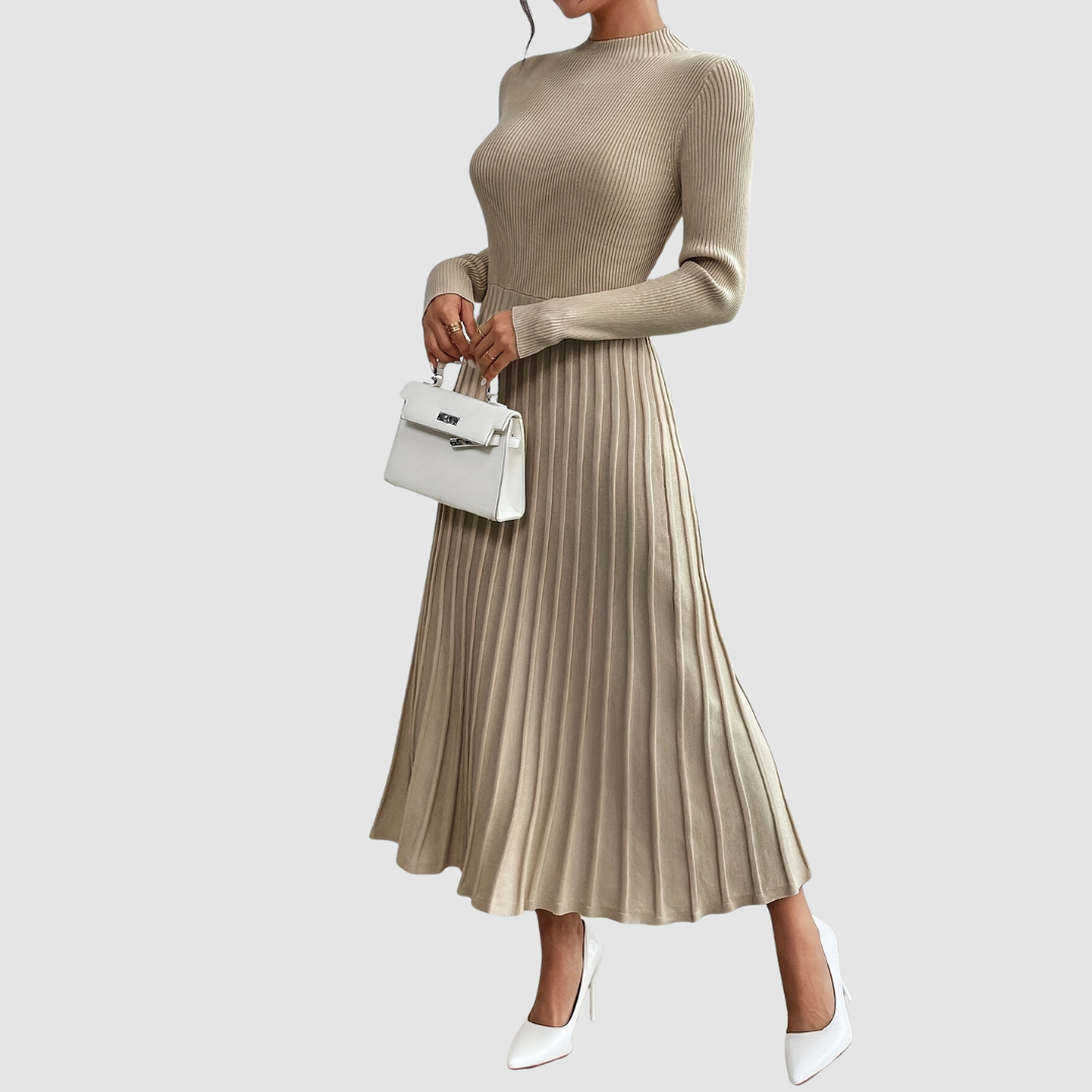 AERIS LONDON™| Evelyn Grace | High-Neck Long-Sleeve Maxi Dress