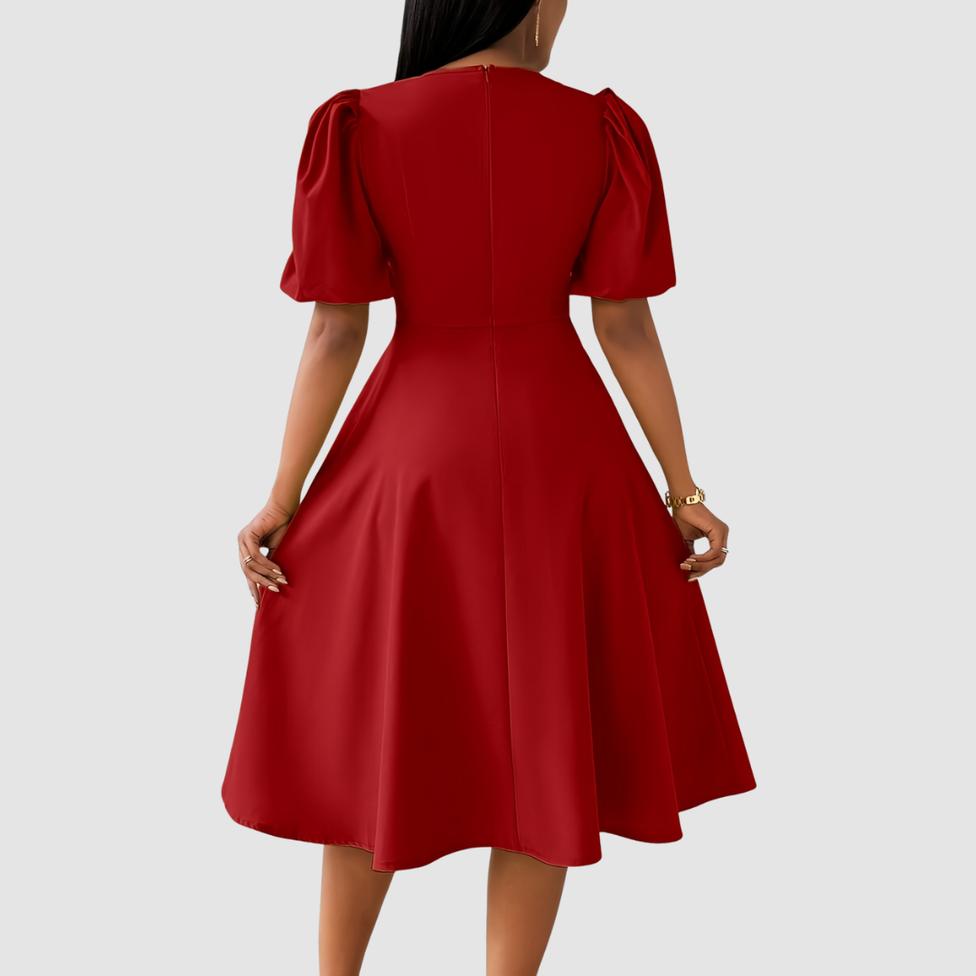 AERIS LONDON™| Clara Bloom | Refined Black Midi Dress