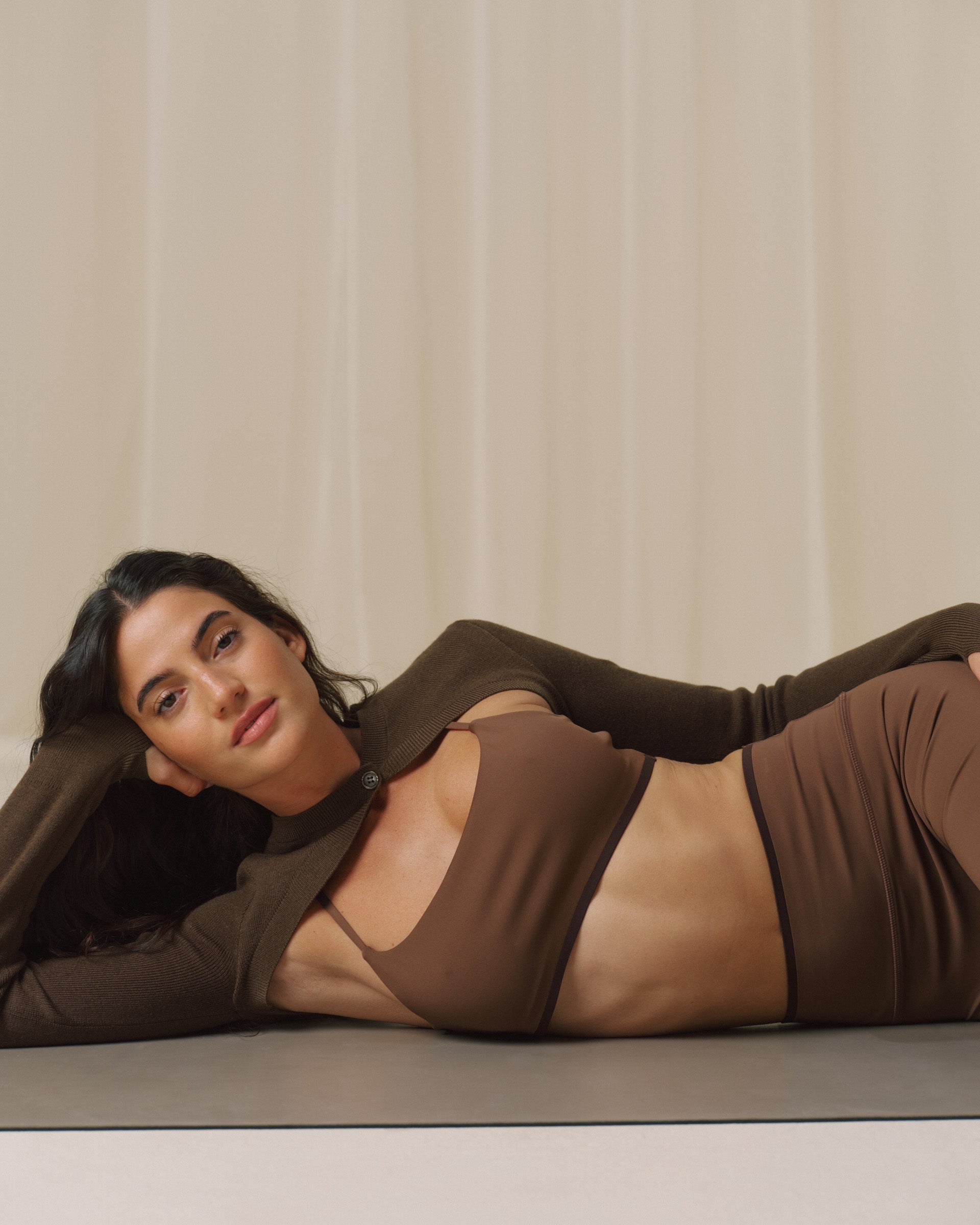 Bonded Skinny Strap Bra - Mocha Brown