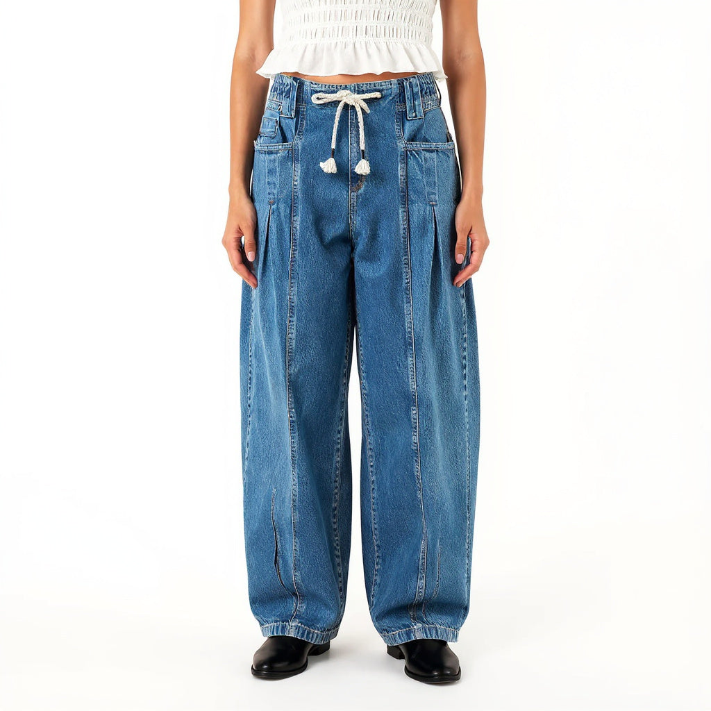 AERIS LONDON™| GIULIA FRANCESCA DRAWSTRING WIDE-LEG JEANS