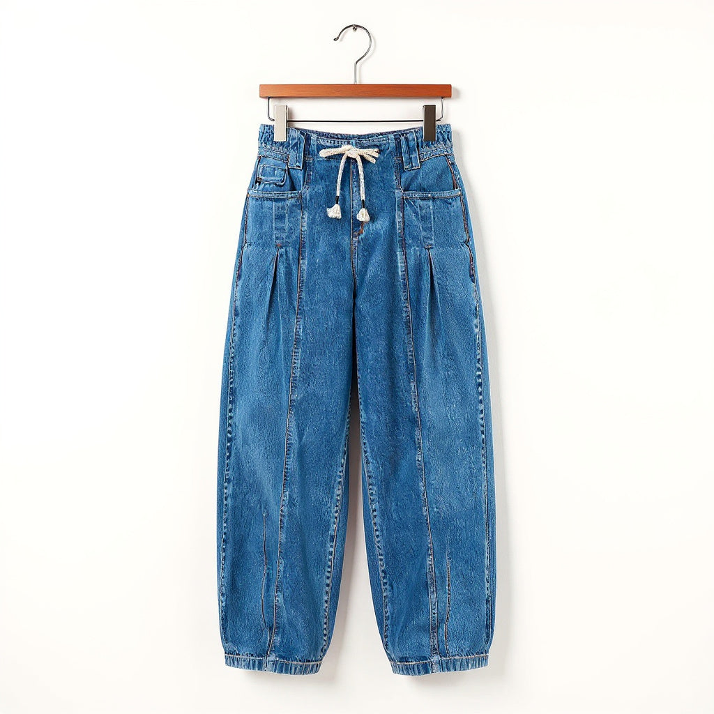 AERIS LONDON™| GIULIA FRANCESCA DRAWSTRING WIDE-LEG JEANS