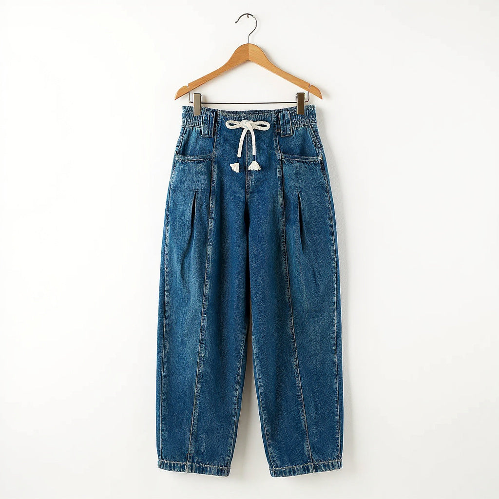 AERIS LONDON™| GIULIA FRANCESCA DRAWSTRING WIDE-LEG JEANS