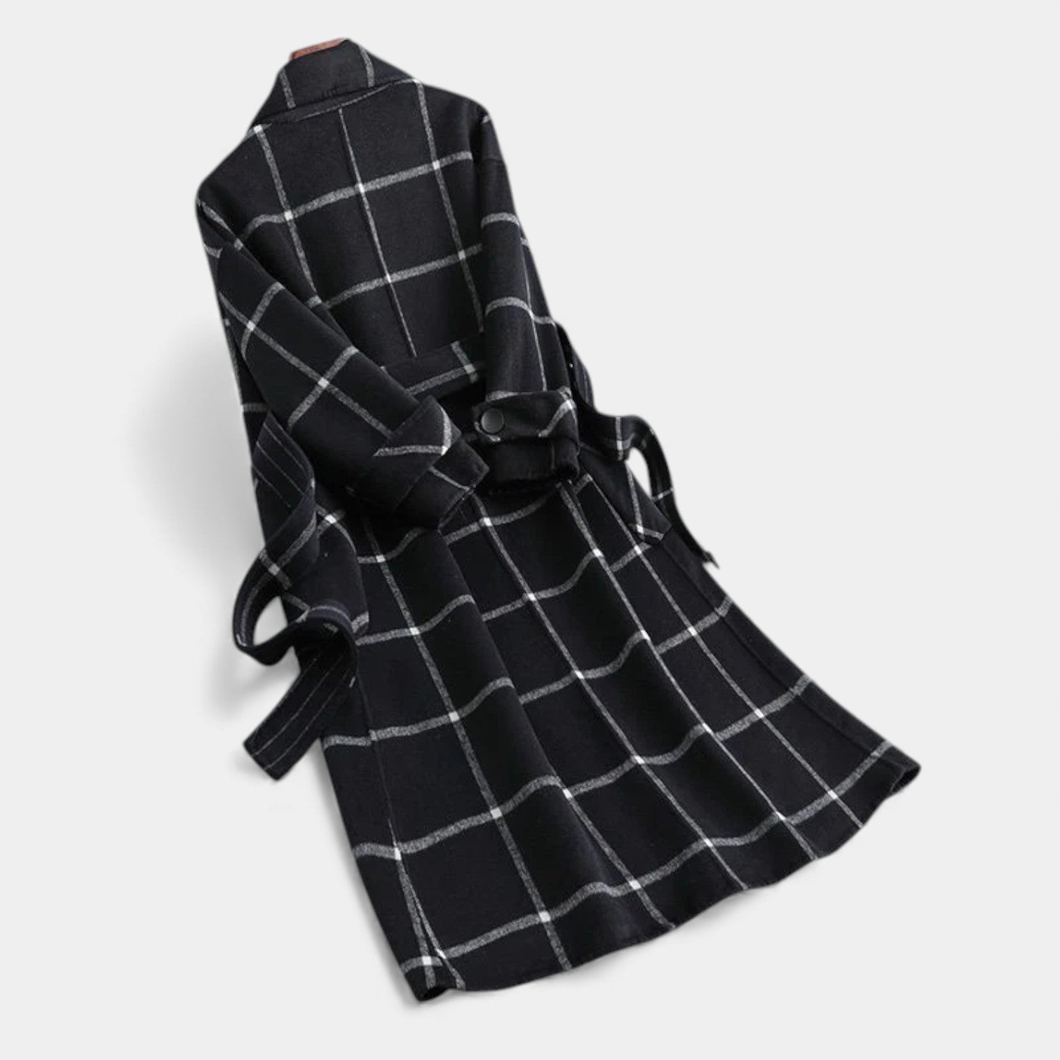 ADRIANA | CHECKED WINTER TRENCH COAT