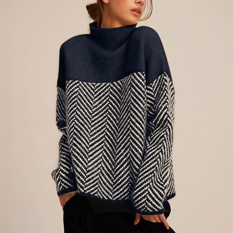 AERIS LONDON™| NORA | Two-Tone High-Neck Pullover