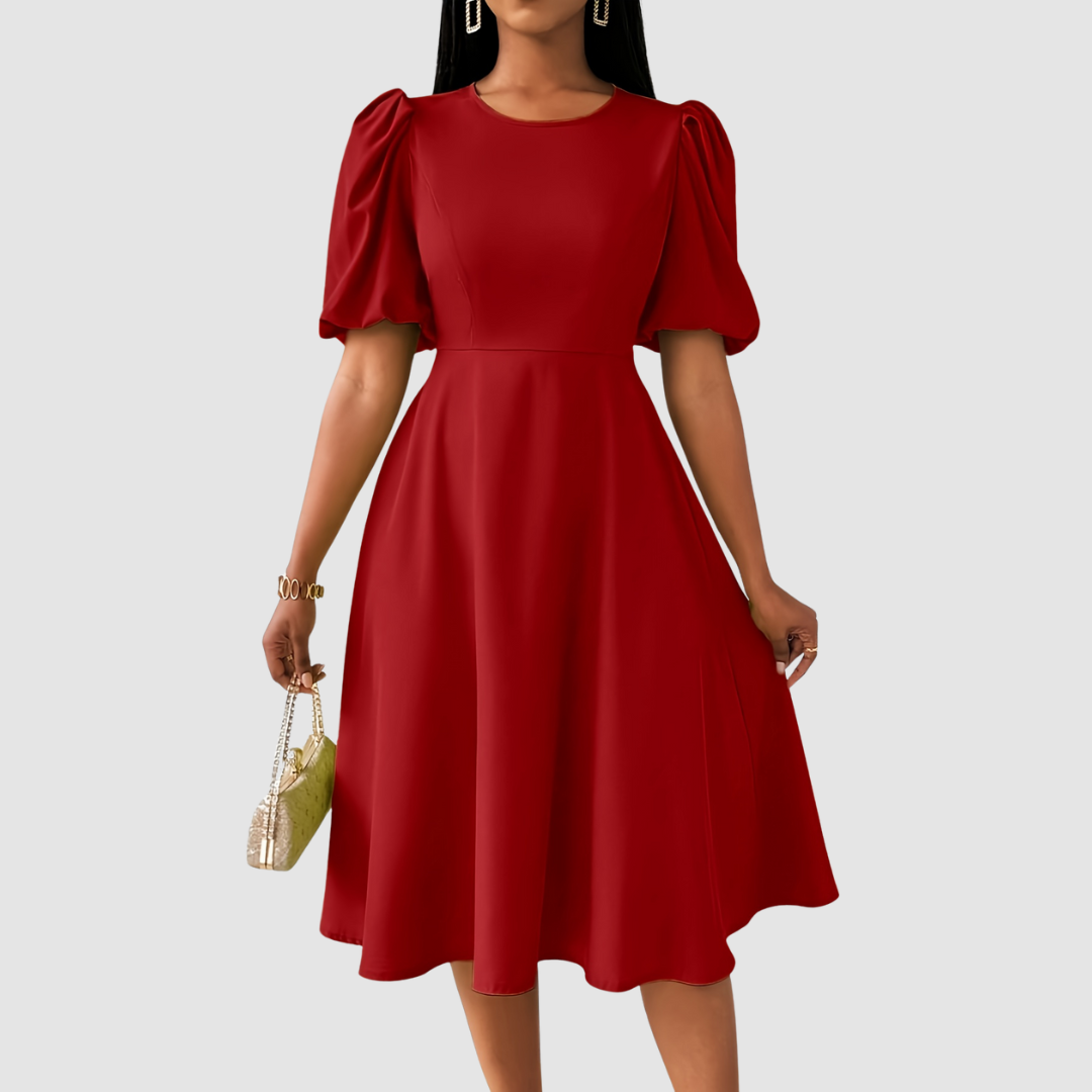 AERIS LONDON™| Clara Bloom | Refined Black Midi Dress